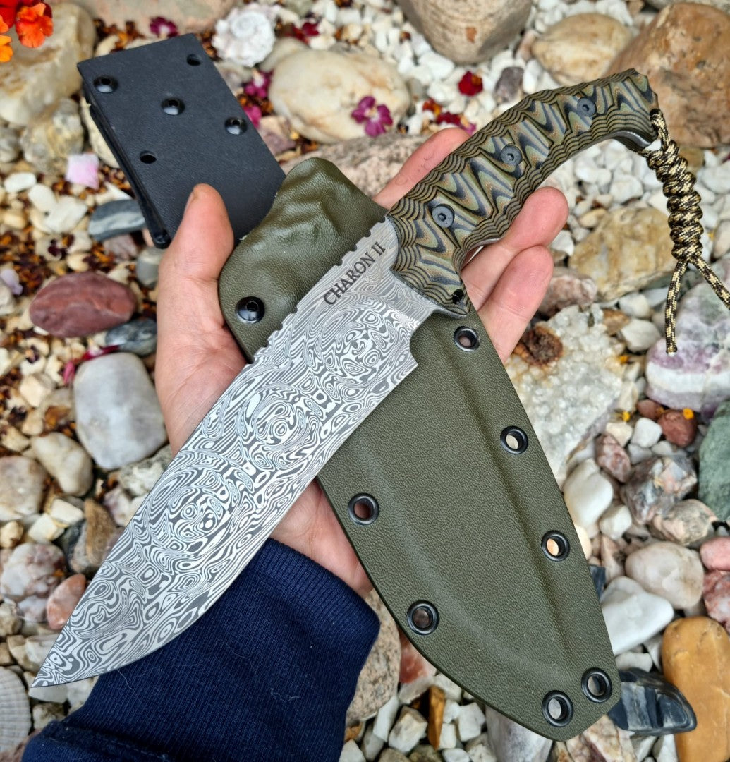 Messer Charon II Edelstahl Damast DAMASTEEL