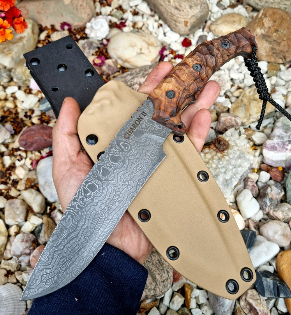 Charon II Carbon-Damastmesser - Kydex