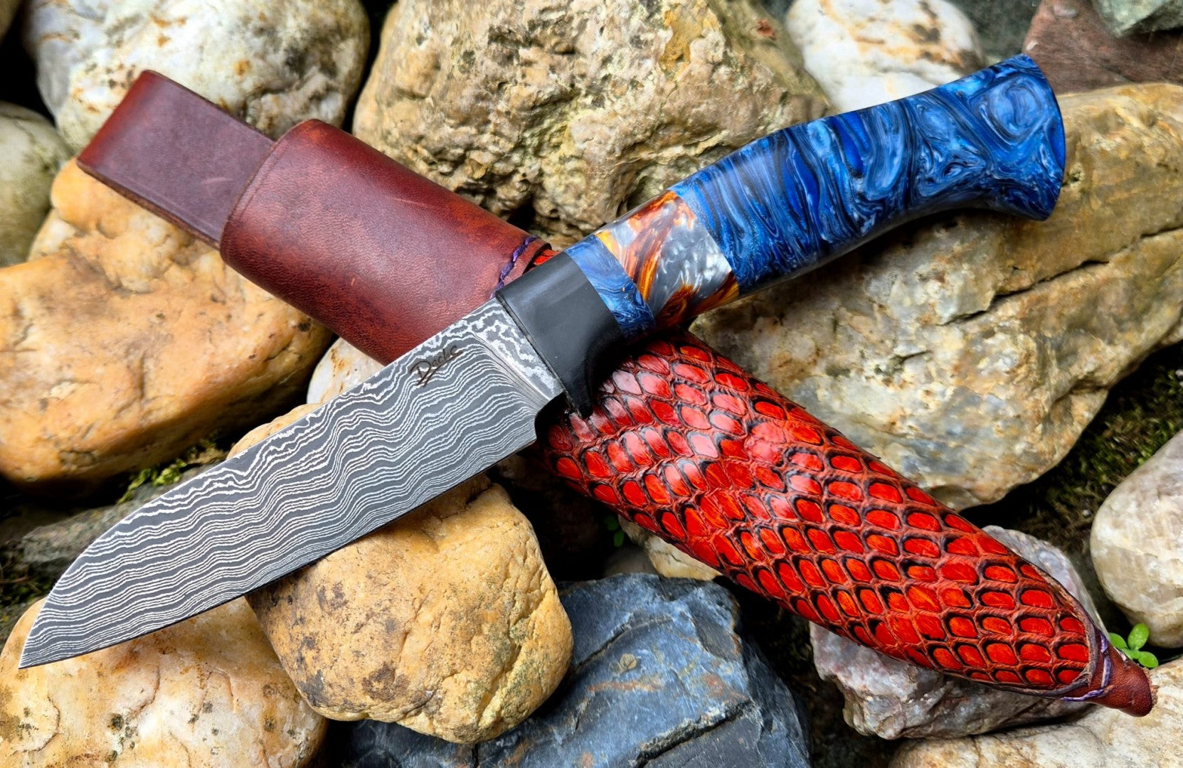 Jagdmesser Carbon-Damast - Inlace