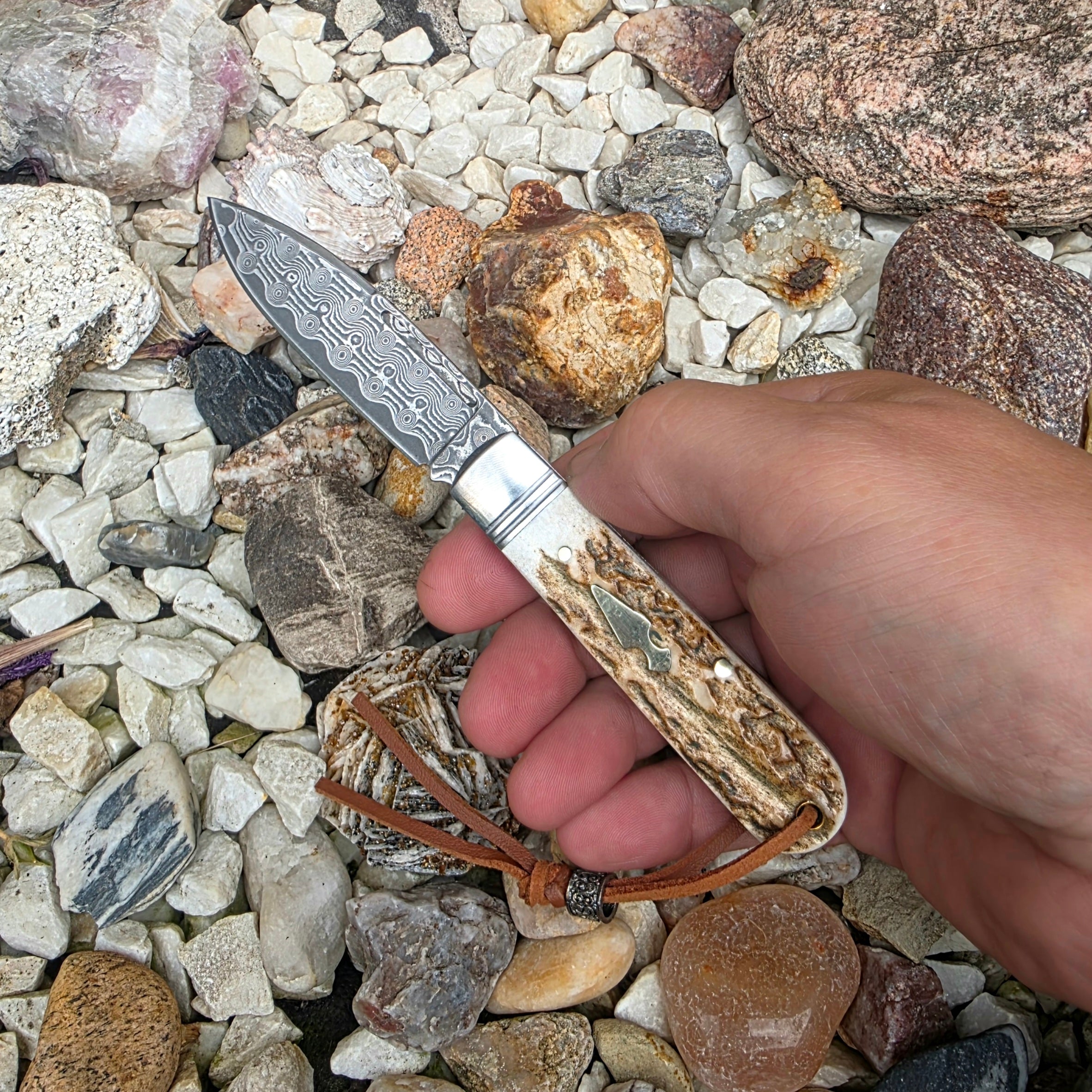 Zavírací lovecký nůž PAROH - Slipjoint nerezový damašek