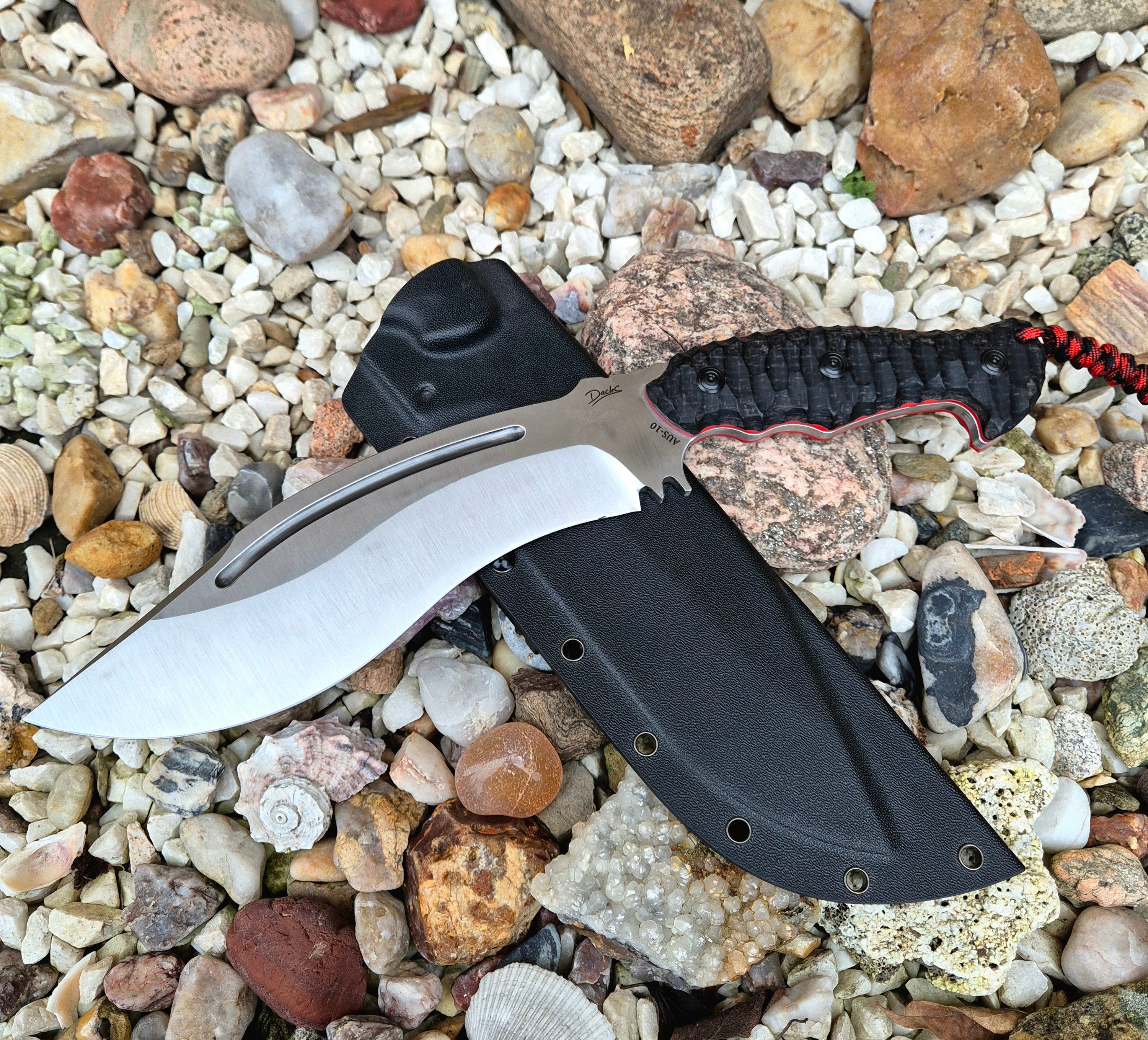 Charon III knife - red lines M390