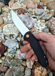 Folding knife Blue - G10 + carbon fiber, orange ring