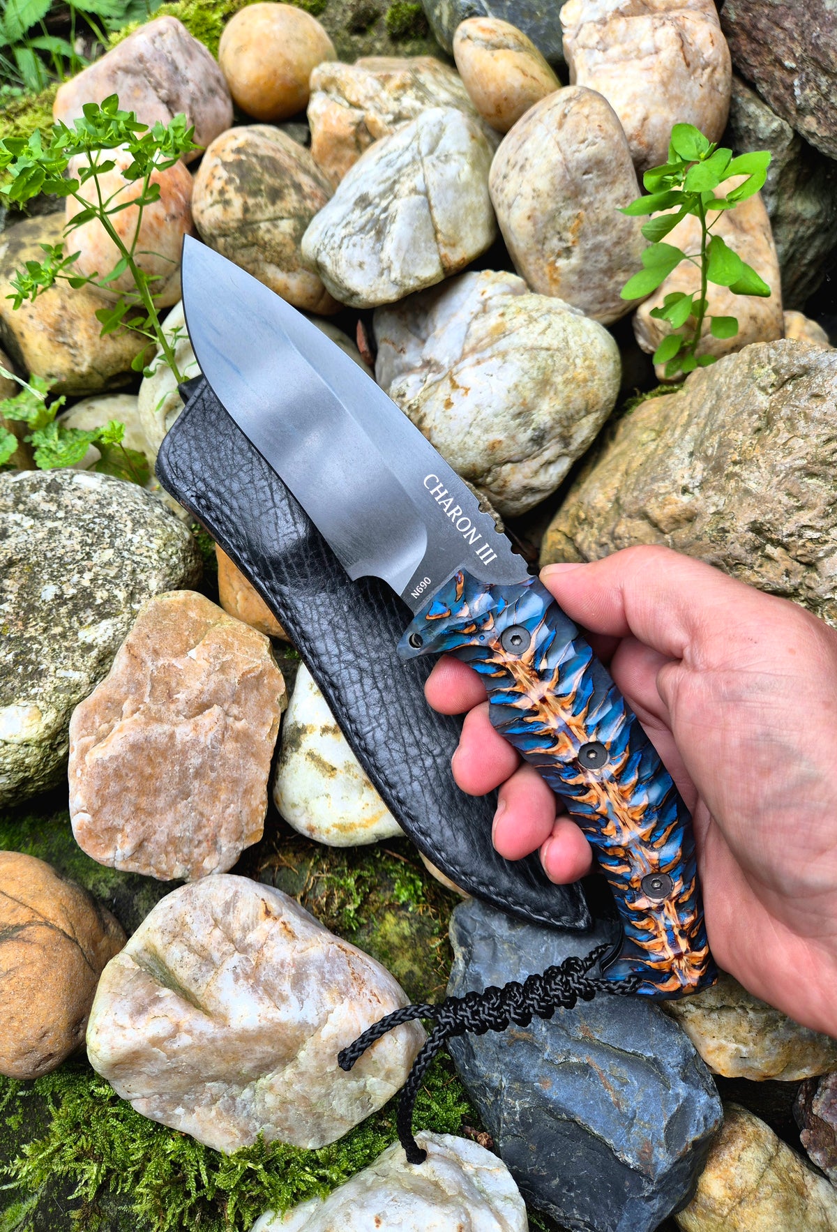 Charon Blue Charon III knife - stabilized blue cone – Dachs Knives s.r.o.