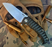 ARES Klappmesser, schwarz, Stonewash