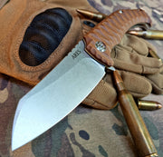 ARES folding knife, brown, stonewash