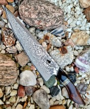 Kuchyňský nůž - nerezový damašek a mamut 2