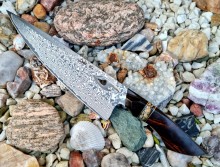 Kuchyňský nůž - nerezový damašek a mamut 4