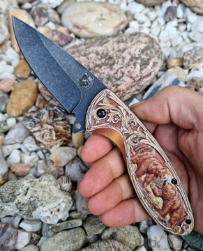 Lovecký zavírací nůž - medvěd